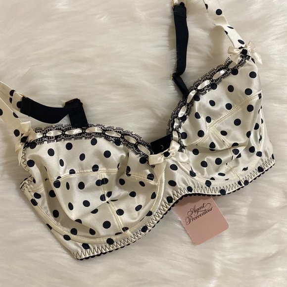 Agent Provocateur Marjorie Silk White Black Polka Dot Bra NWT - Picture 5 of 12
